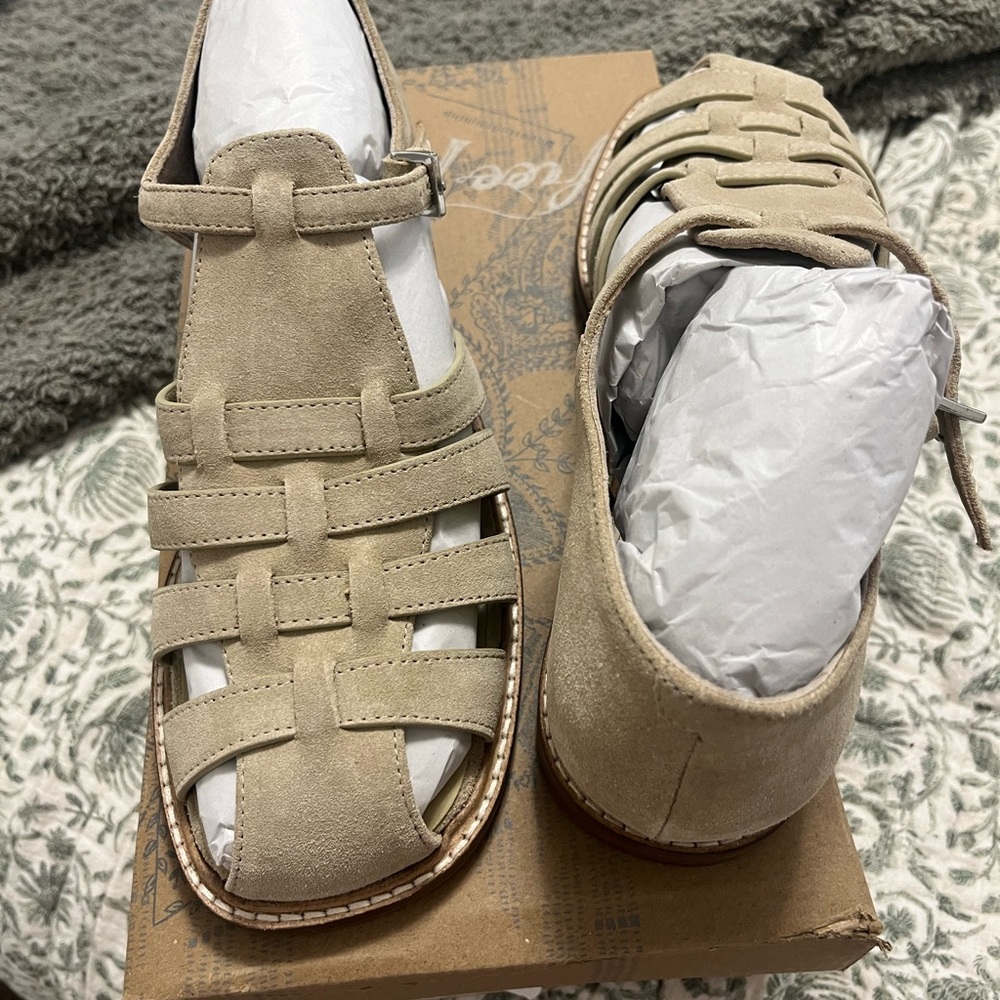 Free People Willow Tan Fisherman Sandals with Closed Toe